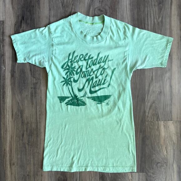 Vintage 1970s HAWAII Souvenir Island Surf Beach T-Shirt Size XS Gone To Maui - Picture 1 of 10
